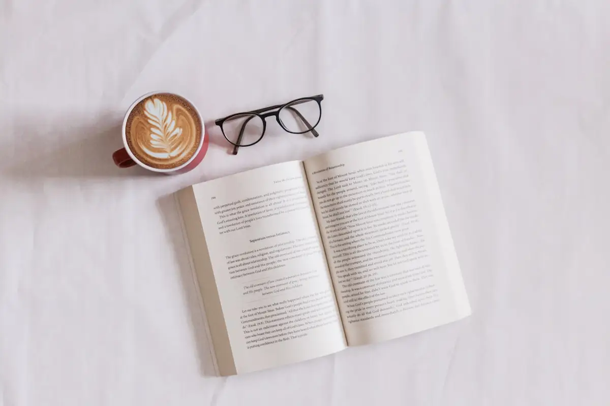 Open book on a table